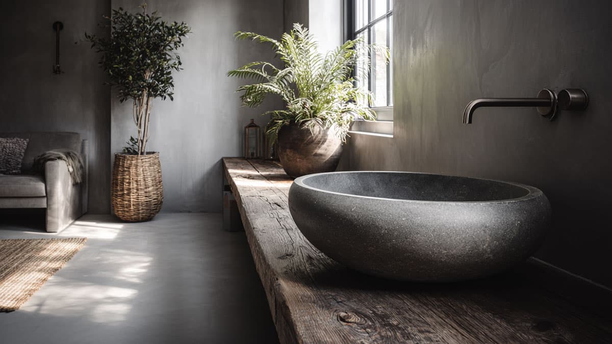 lavasteen gietvloer badkamer