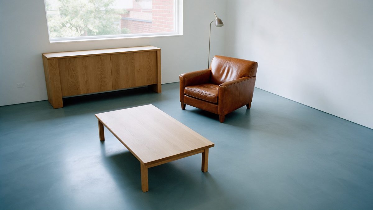 Badkamer met blauwe gietvloer in blauwgrijs en wit sanitair