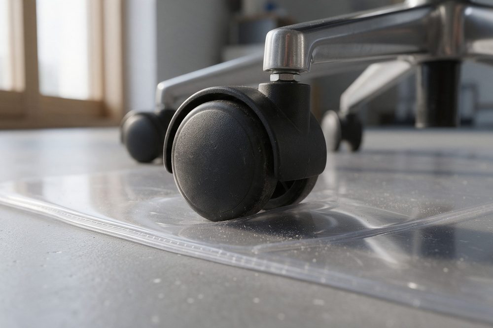 bureaustoelen op een gietvloer in een kantoor bepalen mee de kosten