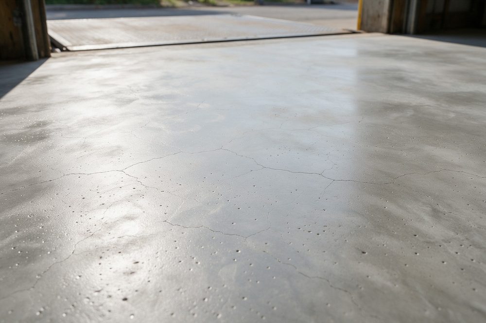 Grijze PU gietvloer in betonlook met subtiele wolkenstructuur